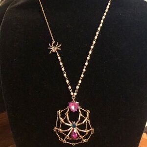 Betsey Johnson Long Spider web necklace NWT